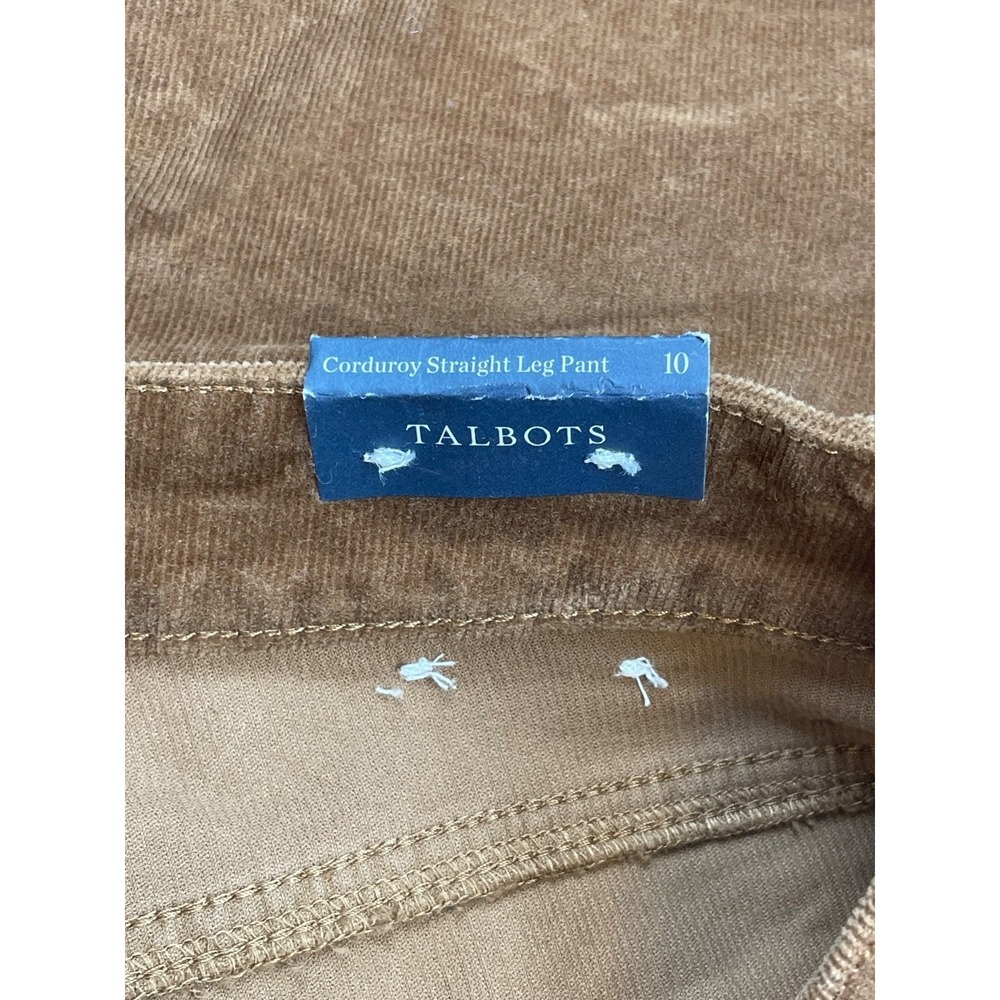 Talbots Pants Womens 10 Brown Cotton Blend Corduroy Straight Leg High-Waist NWT - Picture 5 of 9